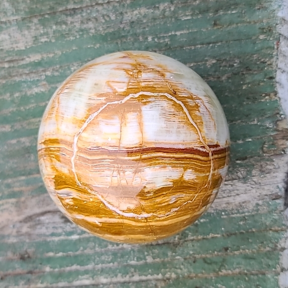 CLEARANCE LARGE 3 lbs. Banded Green Onyx Stone Mineral Crystal Sphere - Picture 4 of 8